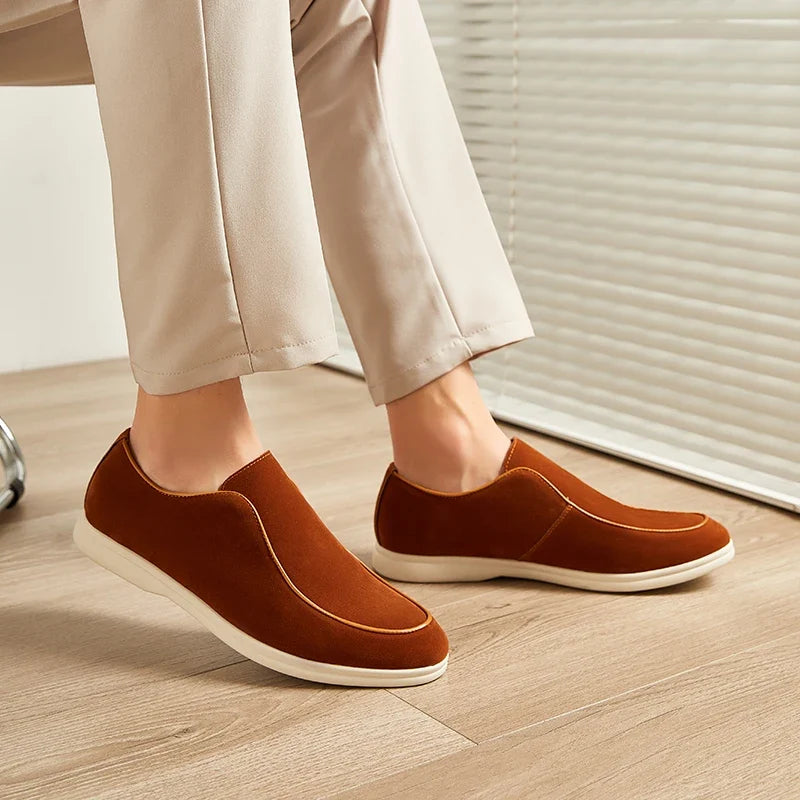 Effortless Suede Slip On Sneaker for Women with Round Toe Platform Sole Casual Style