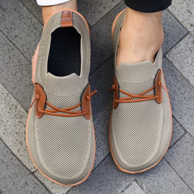 Effortless Knit Fashion Sneaker for Women with Elastic Lace Slip On Cushioned Gum Sole Casual Style