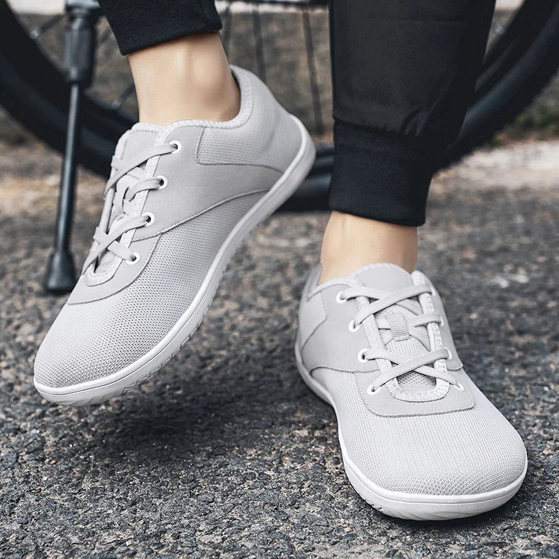 Effortless Mesh Fashion Sneaker for Women with Lace Up Low Top Contrast Sole Casual Style