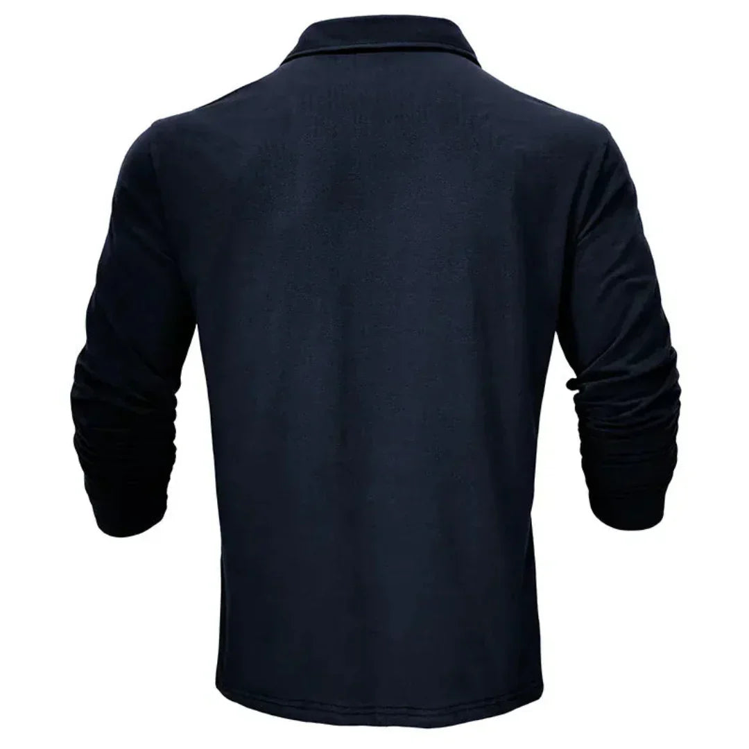 Comfortable Pique Knit Polo Shirt for Women with Collar Long Sleeve Button Placket Relaxed Style