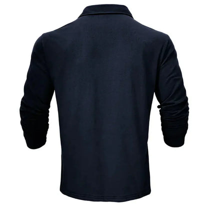 Comfortable Pique Knit Polo Shirt for Women with Collar Long Sleeve Button Placket Relaxed Style