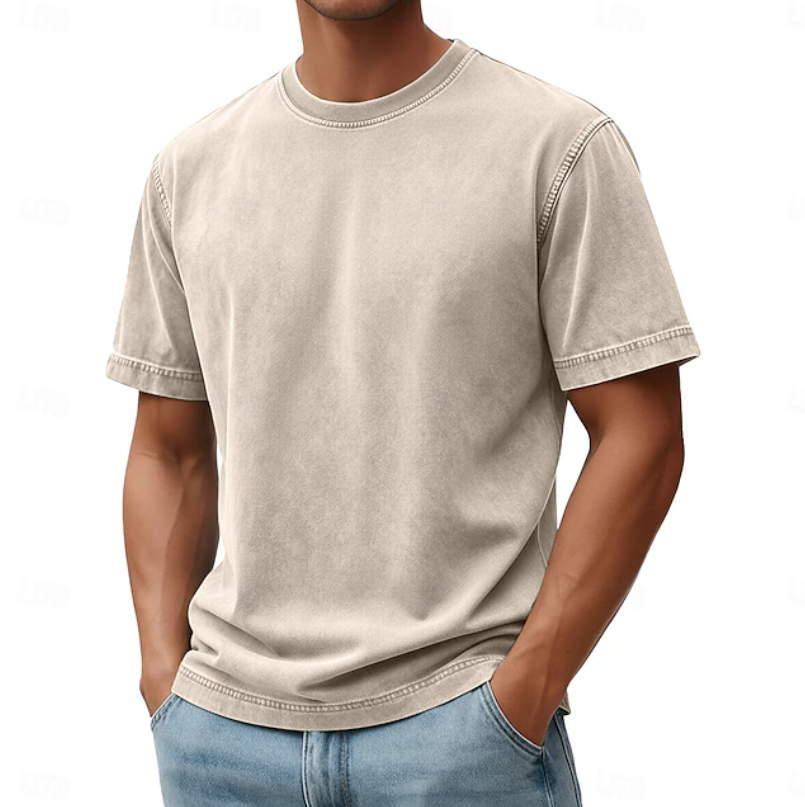 Effortless Washed Cotton Tee for Women with Crew Neck Short Sleeve Oversized Relaxed Casual Style