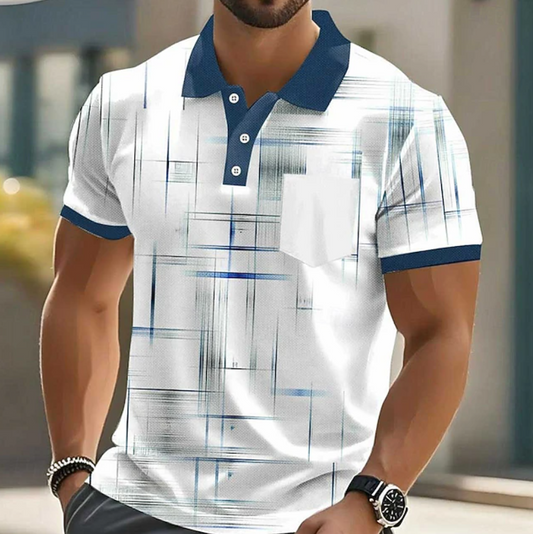 Effortless Plaid Polo Shirt for Women with Collar Short Sleeve Chest Pocket Contrast Trim Casual Style