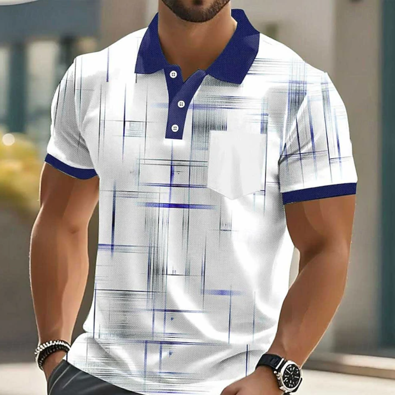 Effortless Plaid Polo Shirt for Women with Collar Short Sleeve Chest Pocket Contrast Trim Casual Style
