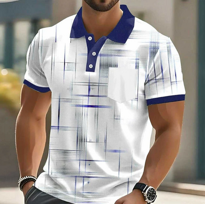 Effortless Plaid Polo Shirt for Women with Collar Short Sleeve Chest Pocket Contrast Trim Casual Style