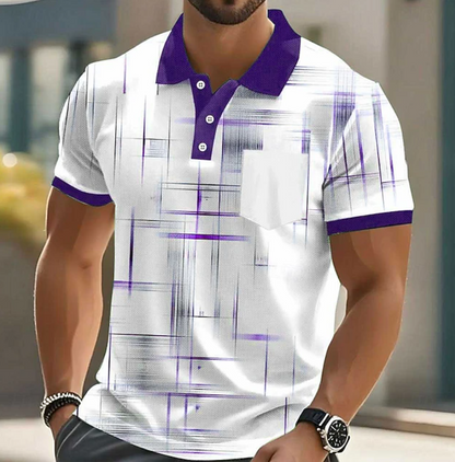 Effortless Plaid Polo Shirt for Women with Collar Short Sleeve Chest Pocket Contrast Trim Casual Style