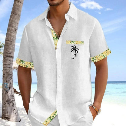 Effortless Tropical Print Hawaiian Shirt for Women with Collar Short Sleeve Button Front Relaxed Casual Style