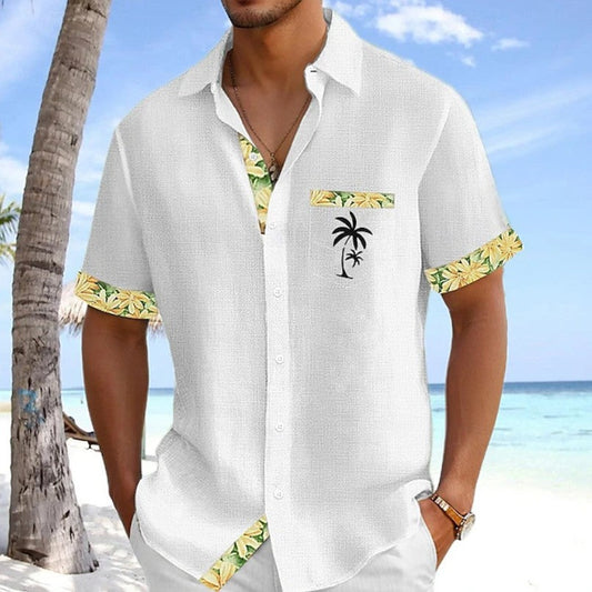 Effortless Tropical Print Hawaiian Shirt for Women with Collar Short Sleeve Button Front Relaxed Casual Style