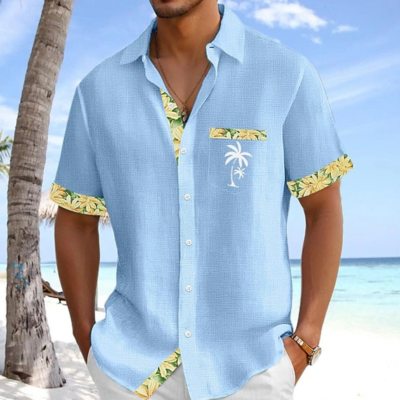 Effortless Tropical Print Hawaiian Shirt for Women with Collar Short Sleeve Button Front Relaxed Casual Style