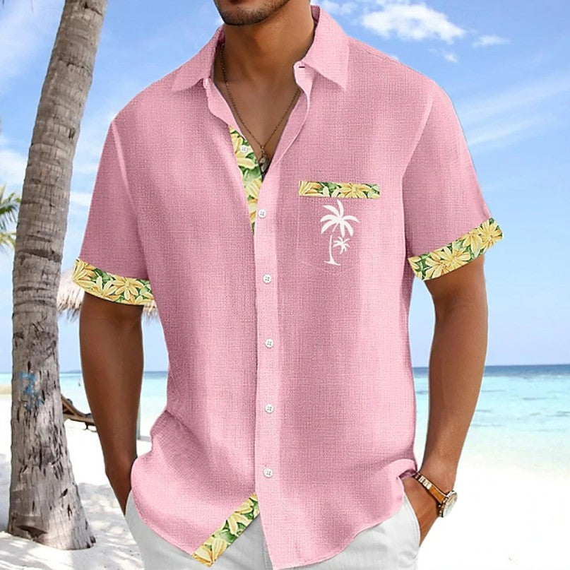 Effortless Tropical Print Hawaiian Shirt for Women with Collar Short Sleeve Button Front Relaxed Casual Style