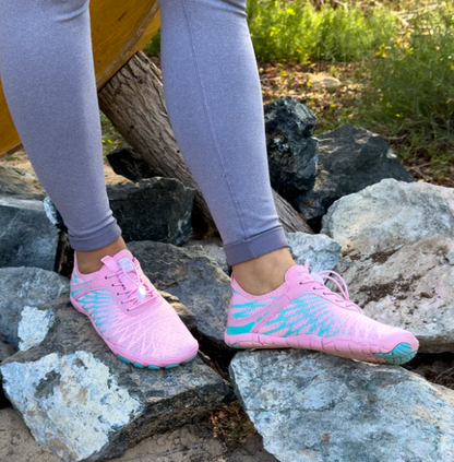 Comfortable Quick Dry Water Shoes for Women with Lace Up Toggle Wide Toe Barefoot Sole Style