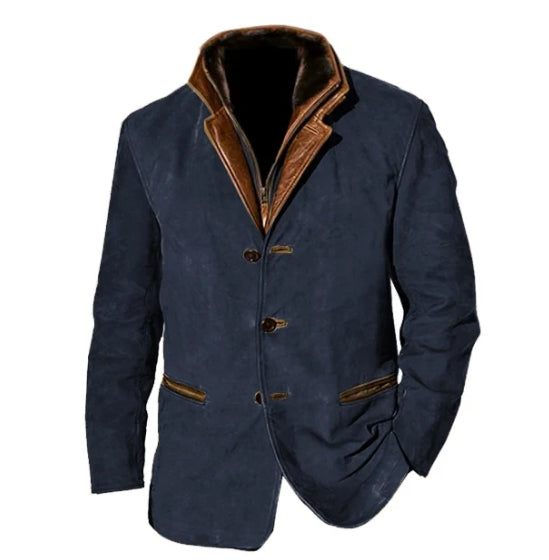 Elegant Suede Leather Blazer Jacket for Women with Notch Collar Long Sleeve Button Front Relaxed Style