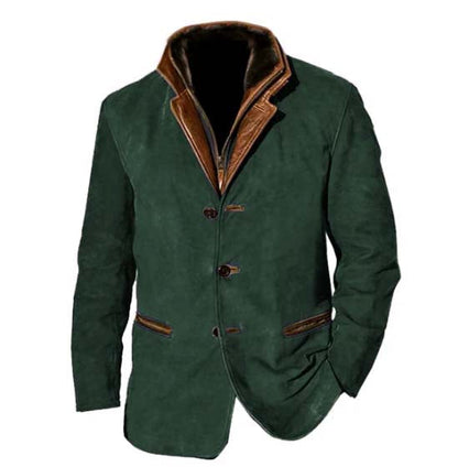 Elegant Suede Leather Blazer Jacket for Women with Notch Collar Long Sleeve Button Front Relaxed Style