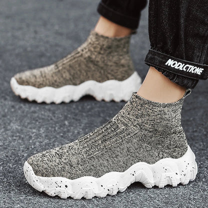 Comfortable Knit Sock Sneakers for Women with Slip On High Top Chunky Sole Style