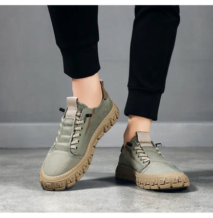 Effortless Canvas Sneaker for Women with Lace Up Pull Tab Lug Sole Casual Style