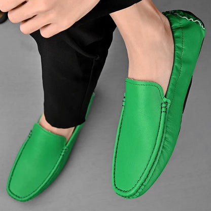 Effortless Leather Driving Loafer for Women with Stitched Moccasin Toe Slip On Casual Style