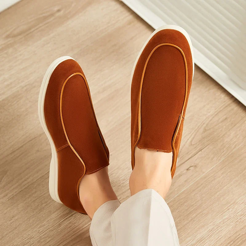 Effortless Suede Slip On Sneaker for Women with Round Toe Platform Sole Casual Style