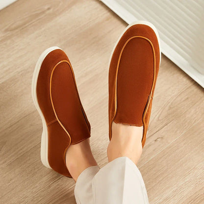 Effortless Suede Slip On Sneaker for Women with Round Toe Platform Sole Casual Style