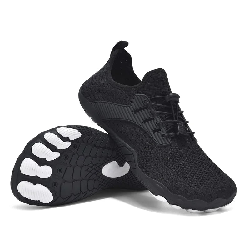 Comfortable Knit Fashion Sneaker for Women with Lace Up Drawstring Flexible Textured Sole Style