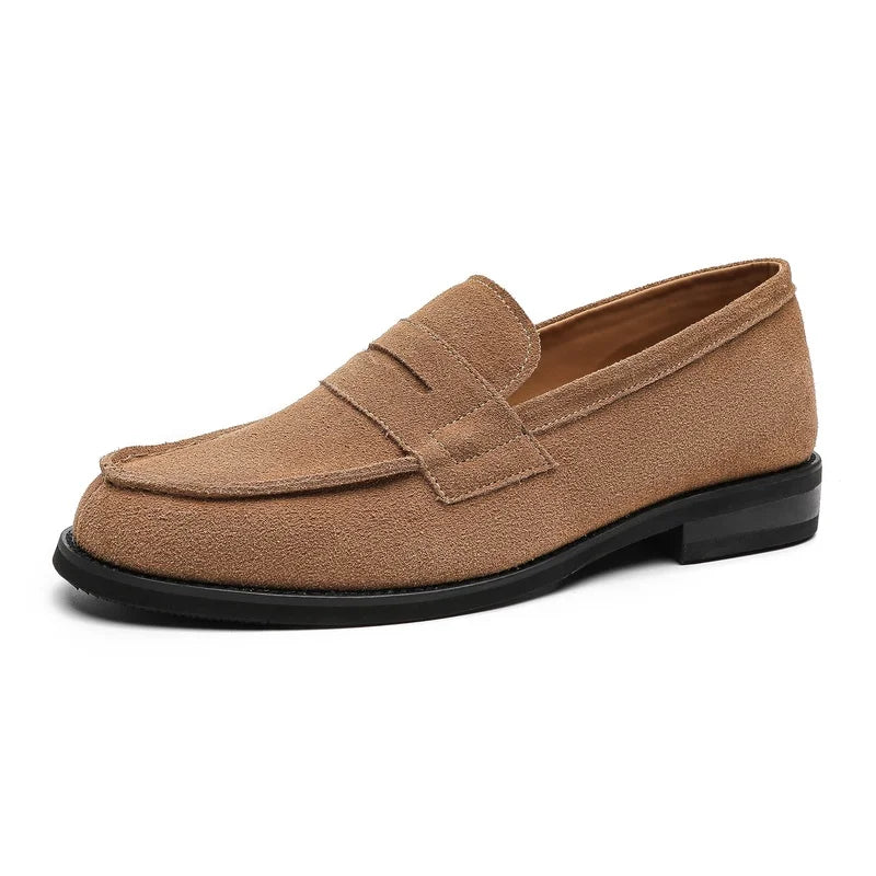 Effortless Suede Penny Loafer for Women with Round Toe Slip On Flat Casual Style