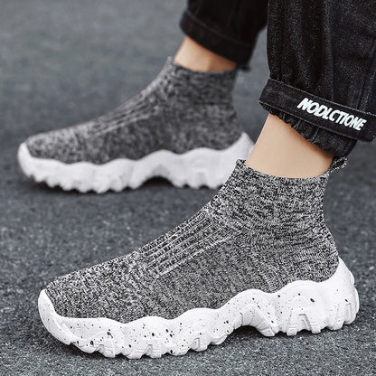 Comfortable Knit Sock Sneakers for Women with Slip On High Top Chunky Sole Style