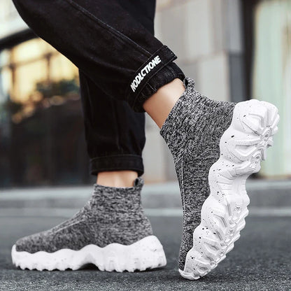 Comfortable Knit Sock Sneakers for Women with Slip On High Top Chunky Sole Style