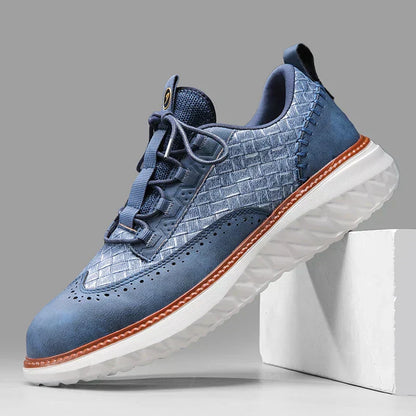 Stylish Leather Sneaker for Women with Lace Up Brogue Wingtip Perforated Chunky Sole Casual Style