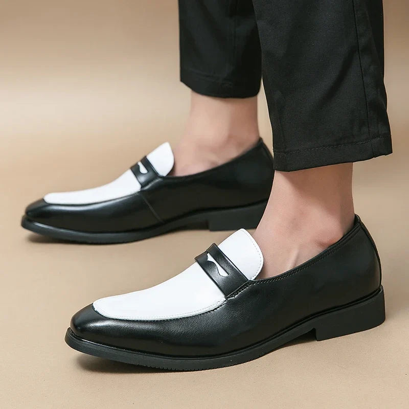 Elegant Faux Leather Loafers for Women with Pointed Toe Slip On Penny Strap Style