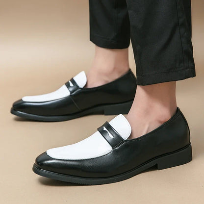 Elegant Faux Leather Loafers for Women with Pointed Toe Slip On Penny Strap Style