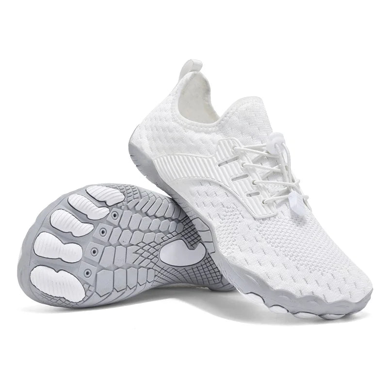 Comfortable Knit Fashion Sneaker for Women with Lace Up Drawstring Flexible Textured Sole Style