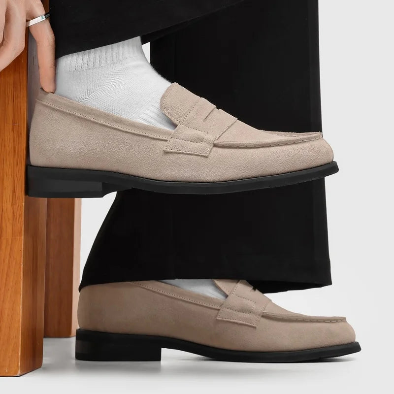 Effortless Suede Penny Loafer for Women with Round Toe Slip On Flat Casual Style
