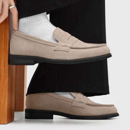 Effortless Suede Penny Loafer for Women with Round Toe Slip On Flat Casual Style