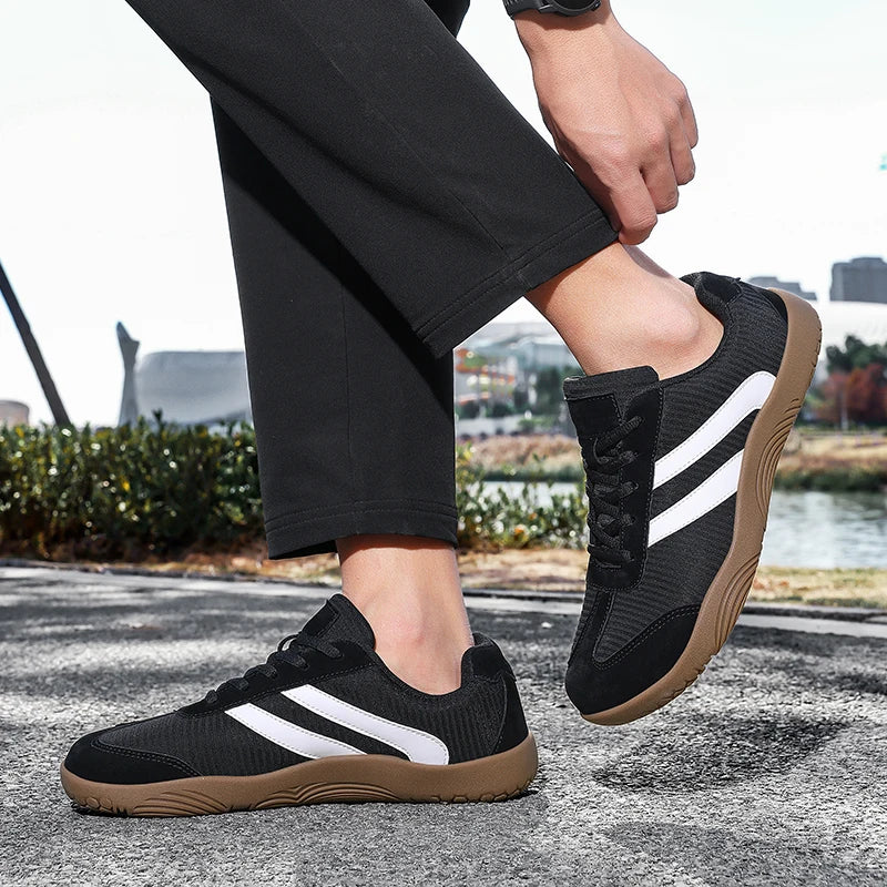 Effortless Striped Panel Sneaker for Women with Lace Up Low Top Gum Sole Casual Style