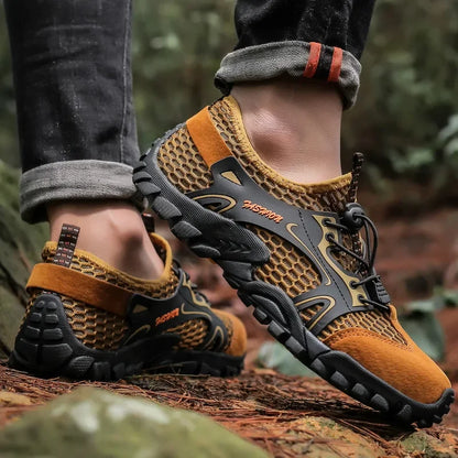 Comfortable Mesh Trail Sneaker for Women with Lace Up Rugged Sole Outdoor Casual Style