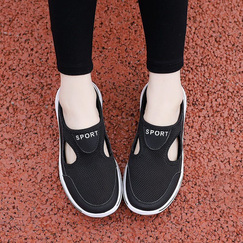 Effortless Mesh Slip-On Clog Sneaker for Women with Cutout Side Platform Sole Casual Style