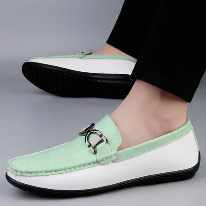 Comfortable Leather Loafer for Women with Metal Buckle Moc Toe Slip On Style