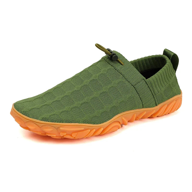 Stylish Knit Sneaker for Women with Drawstring Closure Lugged Rubber Sole Slip On Style