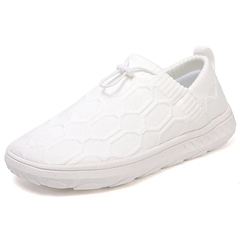 Comfortable Honeycomb Knit Slip On Sneaker for Women with Drawstring Closure Cushioned Sole Casual Style