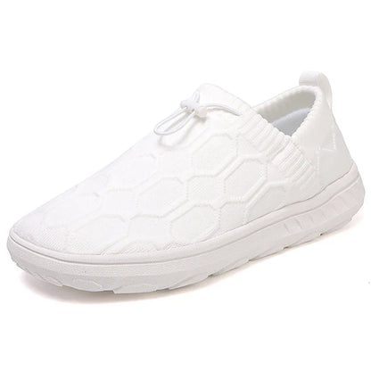 Comfortable Honeycomb Knit Slip On Sneaker for Women with Drawstring Closure Cushioned Sole Casual Style