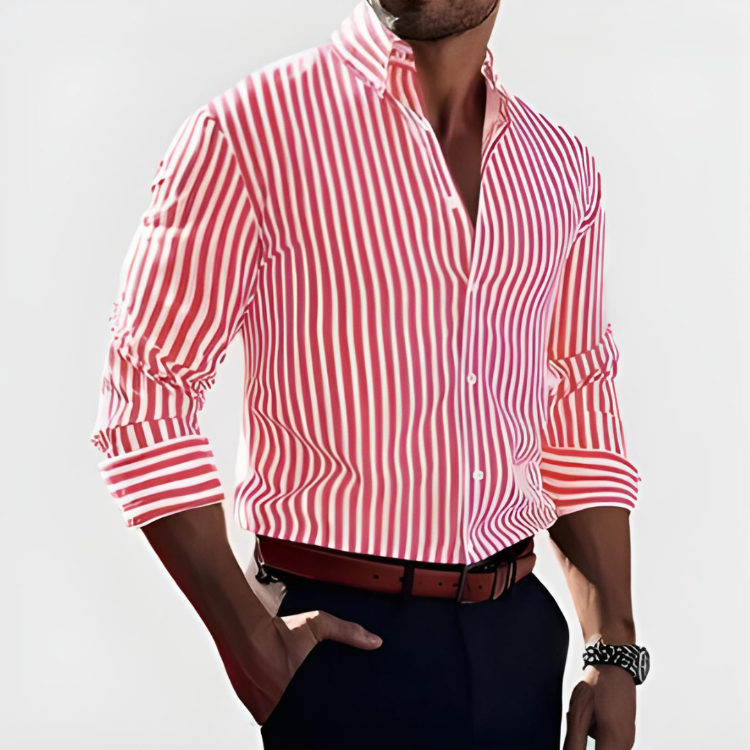 Effortless Striped Collared Shirt for Women with Long Sleeve Button Front Relaxed Casual Style