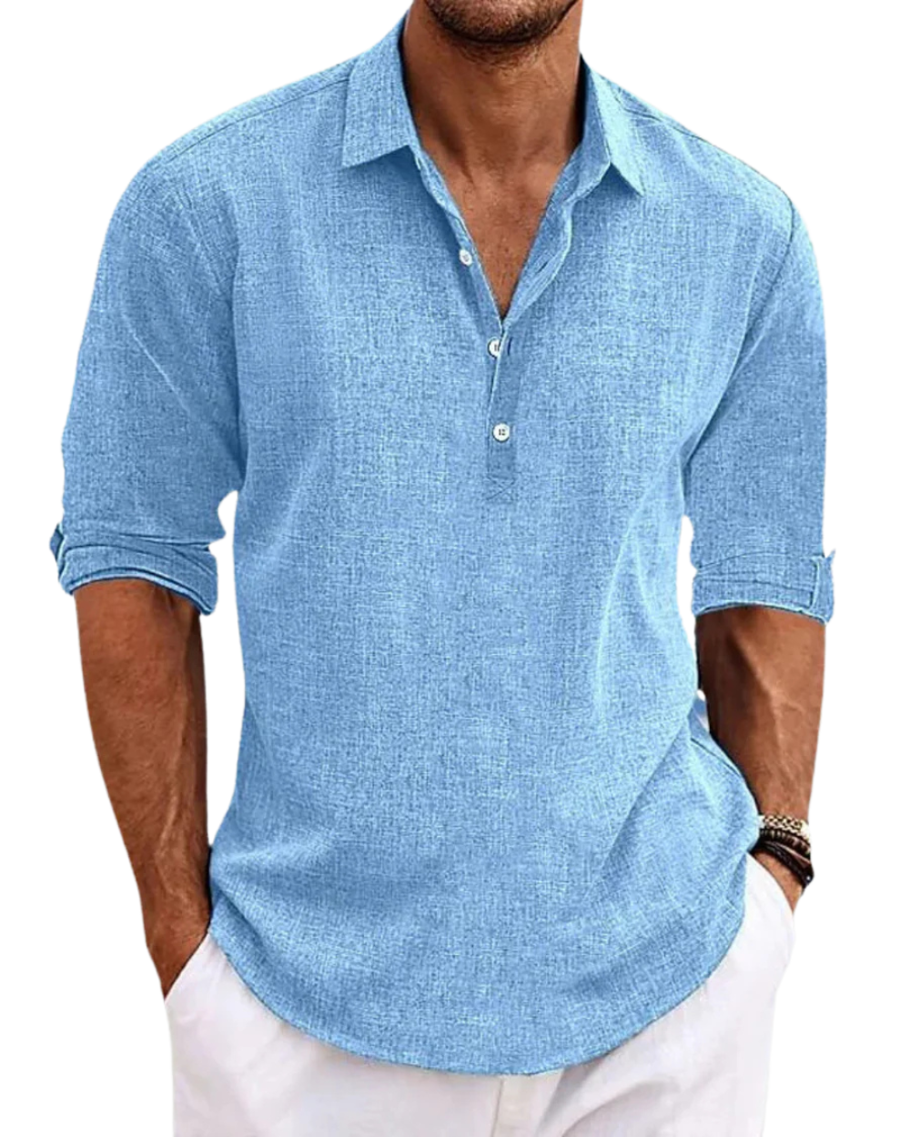 Effortless Linen Popover Shirt for Women with Collar Long Sleeve Button Placket Relaxed Casual Style