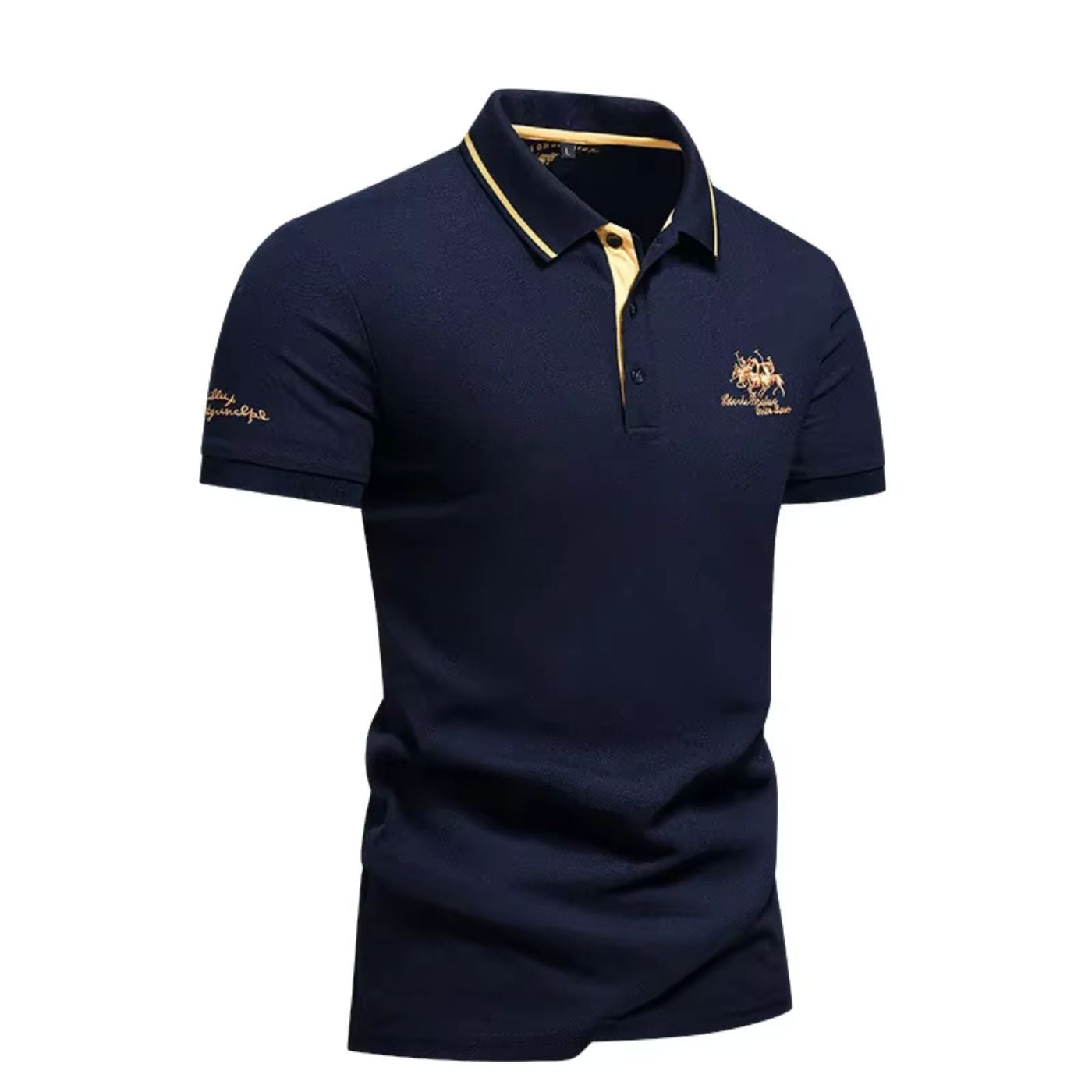 Stylish Embroidered Pique Polo Shirt for Women with Tipped Collar Short Sleeve Button Placket Casual Style