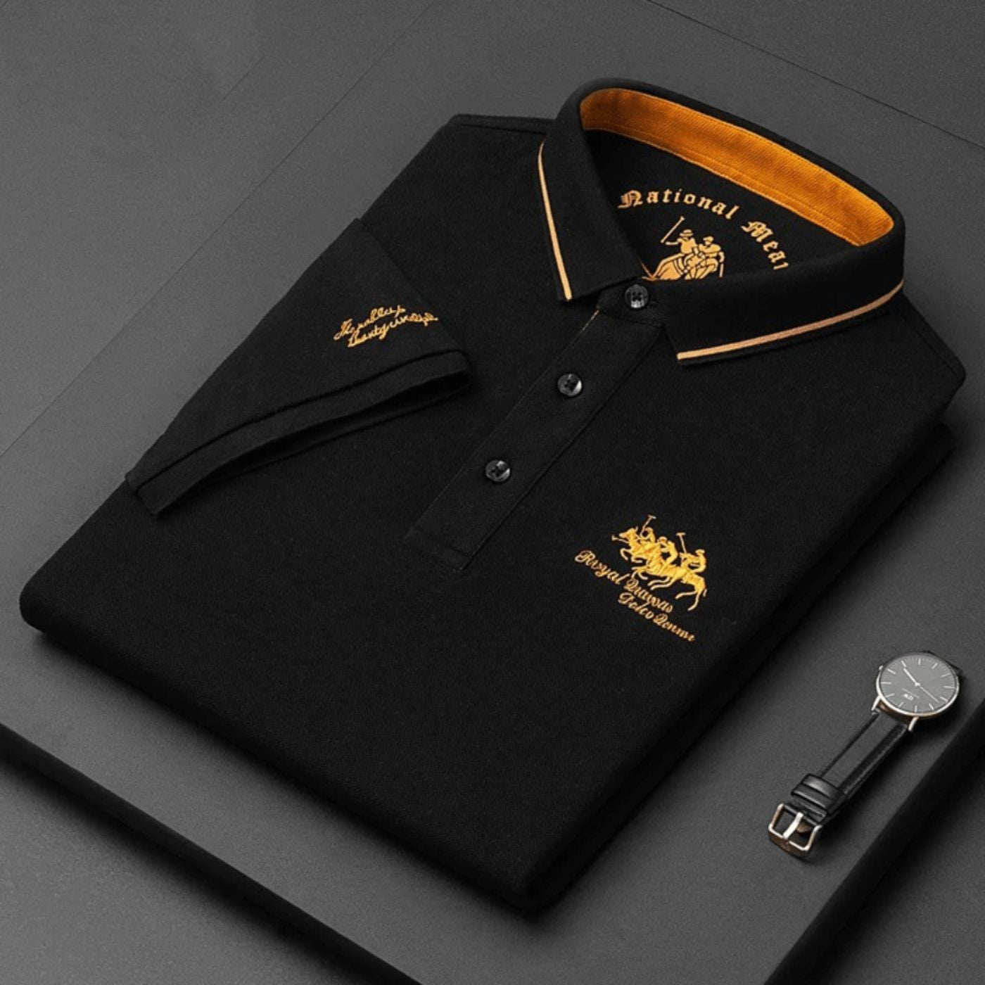 Stylish Embroidered Pique Polo Shirt for Women with Tipped Collar Short Sleeve Button Placket Casual Style