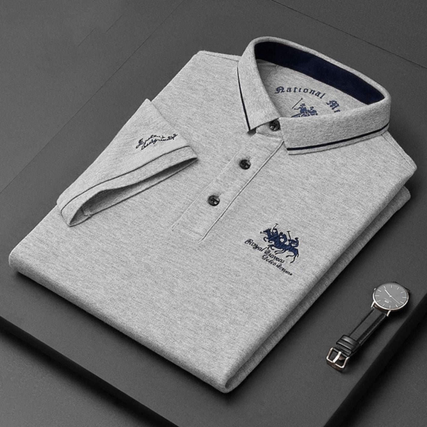 Stylish Embroidered Pique Polo Shirt for Women with Tipped Collar Short Sleeve Button Placket Casual Style