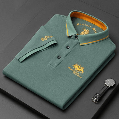 Stylish Embroidered Pique Polo Shirt for Women with Tipped Collar Short Sleeve Button Placket Casual Style