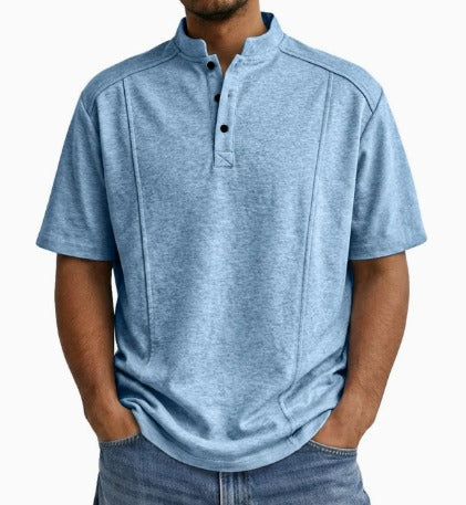 Comfortable Knit Polo Shirt for Women with Henley Collar Short Sleeve Button Placket Casual Style