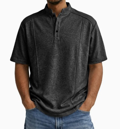 Comfortable Knit Polo Shirt for Women with Henley Collar Short Sleeve Button Placket Casual Style