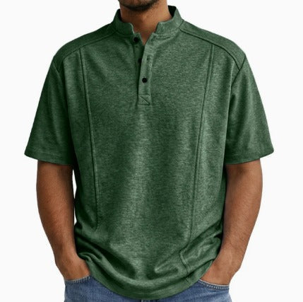 Comfortable Knit Polo Shirt for Women with Henley Collar Short Sleeve Button Placket Casual Style