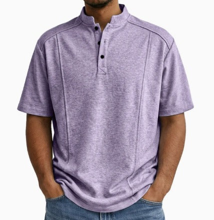 Comfortable Knit Polo Shirt for Women with Henley Collar Short Sleeve Button Placket Casual Style