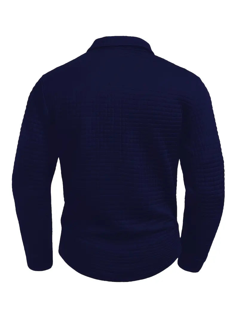 Comfortable Waffle Knit Polo Shirt for Women with Collared Long Sleeve Zip Pocket Casual Style